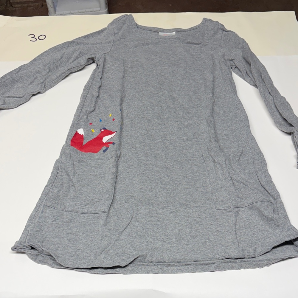 Hanna Andersson Gray Dress with Red Fox Accent